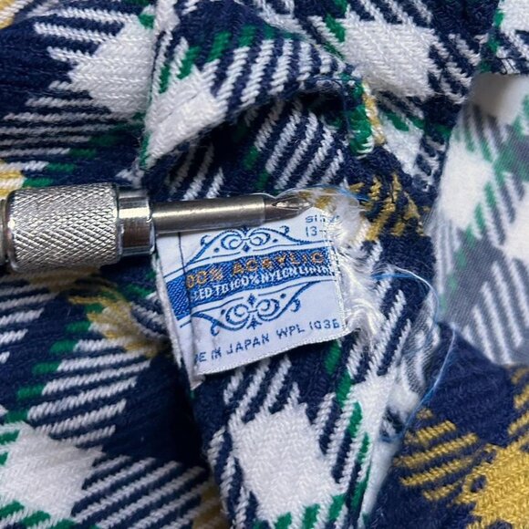 70s vintage plaid print pants acrylic tartan pattern Japan straight leg. - Picture 5 of 8